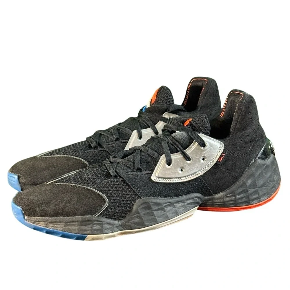 Adidas‎ Harden Vol 4 Core Black Solar Red Blue Basketball Shoes F97187 Mens 12